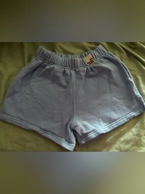Bamboo Blend Light Blue Athletic Shorts with Elastic Waistband